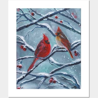 magical night cardinals by Renee L. Lavoie Posters and Art